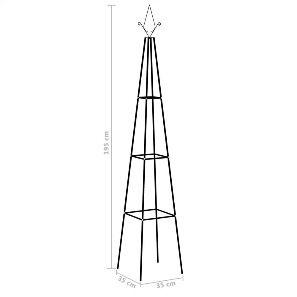 Garden Climbing Plant Racks 2 pcs Black 35x35x195 cm Iron