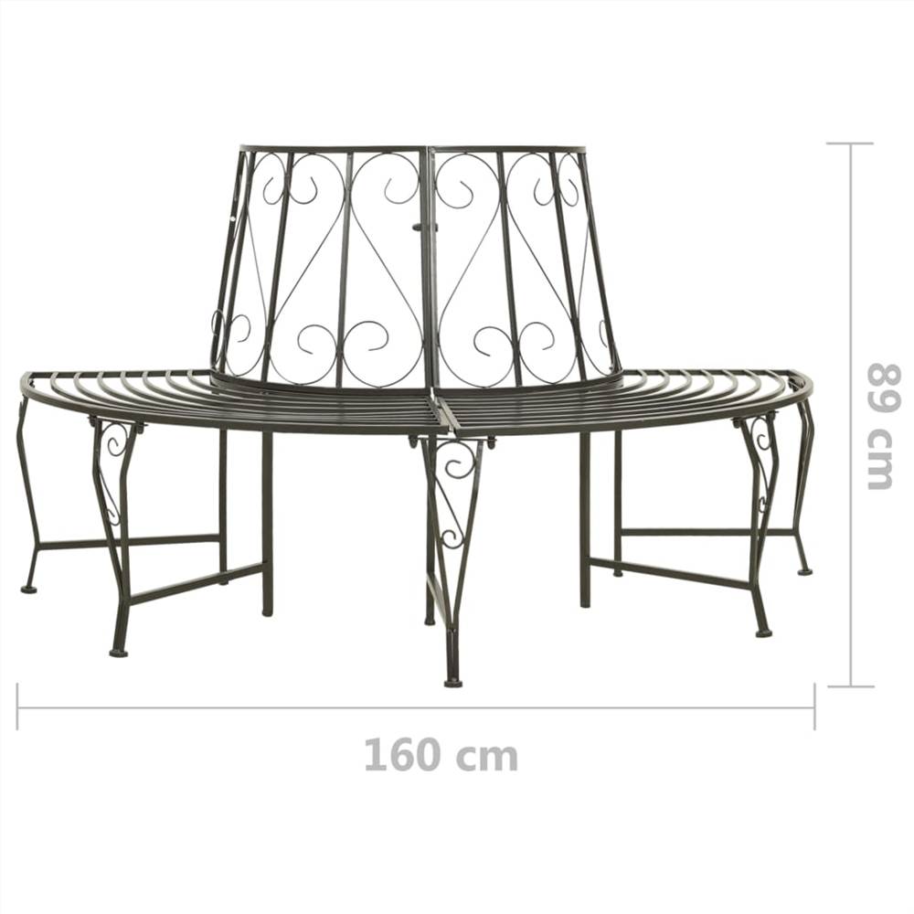 Garden Half Round Tree Bench 160 cm Steel