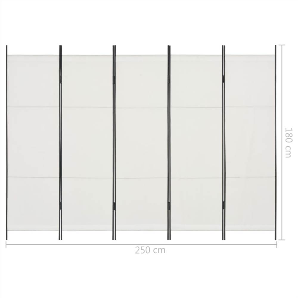5-Panel Room Divider White 250x180 cm