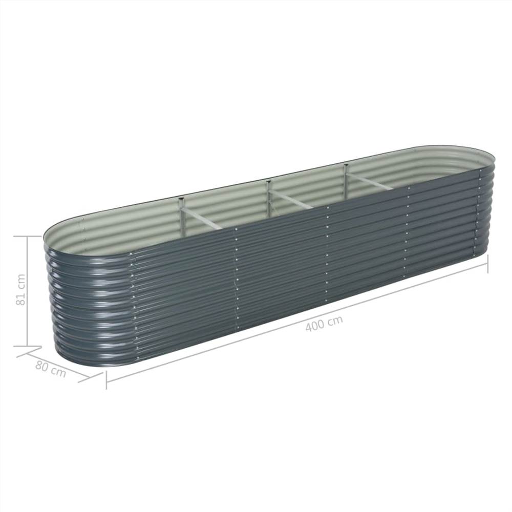 Garden Raised Bed 400x80x81 cm Galvanised Steel Grey