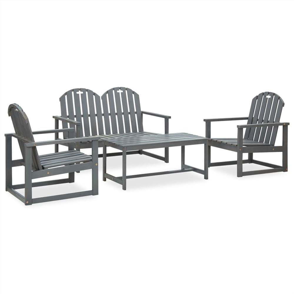 

4 Piece Outdoor Lounge Set Grey Solid Acacia Wood