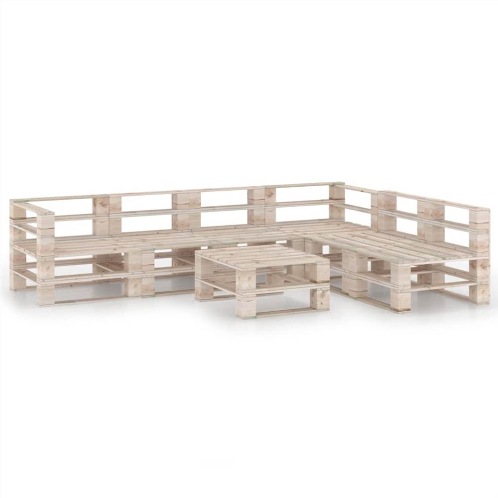 

7 Piece Garden Pallet Lounge Set Pinewood