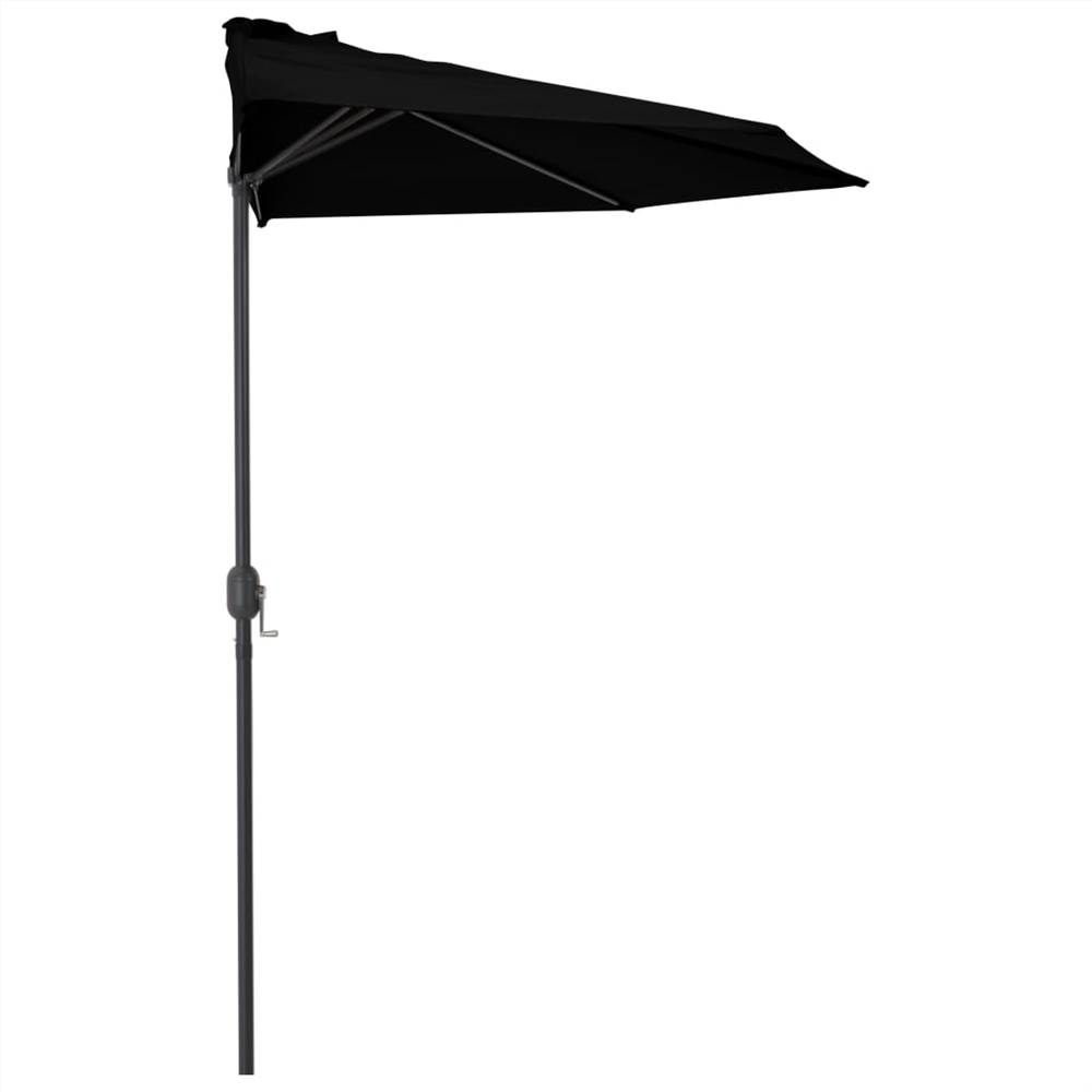 Balcony Parasol with Aluminium Pole Black 300x150x253 cm Half