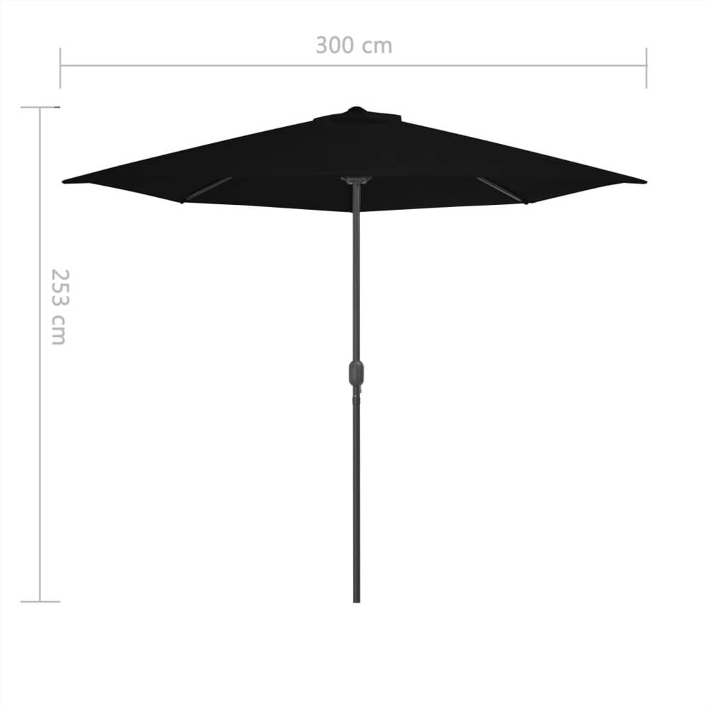 Balcony Parasol with Aluminium Pole Black 300x150x253 cm Half