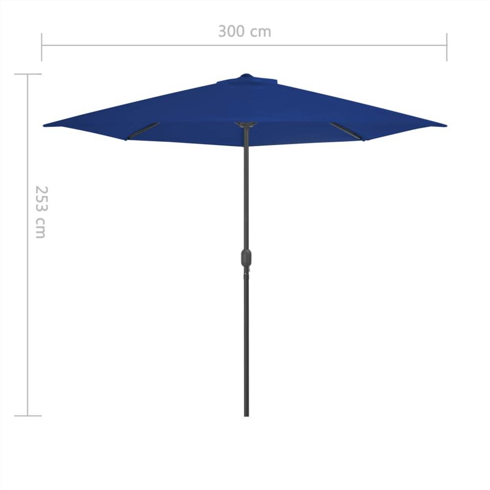 Balcony Parasol with Aluminium Pole Blue 300x150x253 cm Half