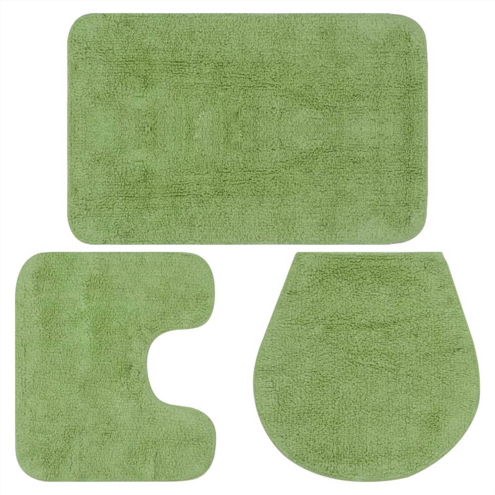 Set tappetino bagno 3 pezzi in tessuto verde