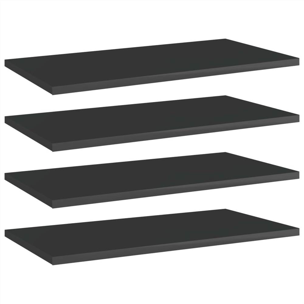 

Bookshelf Boards 4 pcs High Gloss Black 60x30x1.5 cm Chipboard