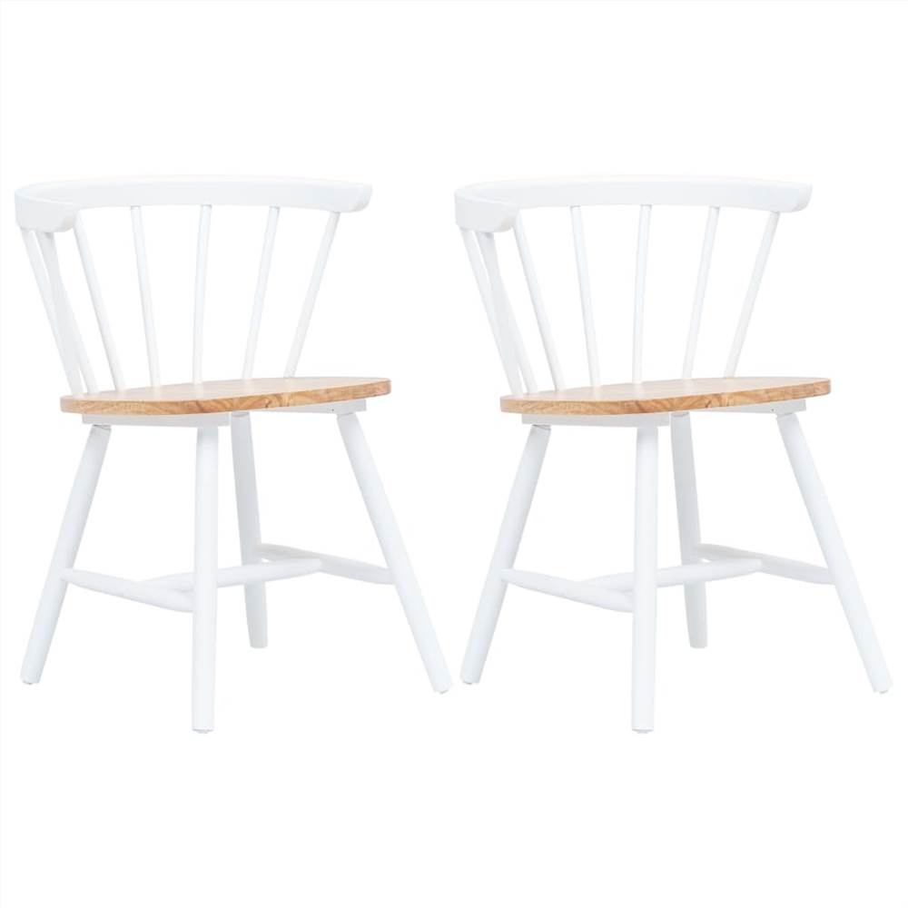 

Dining Chairs 2 pcs White and Light Wood Solid Rubber Wood