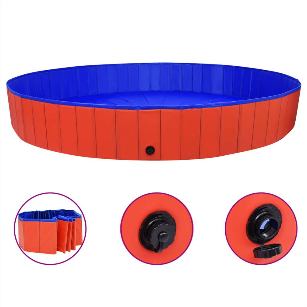 Foldable Dog Swimming Pool Red 300x40 cm PVC