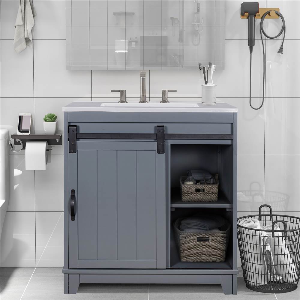 Bathroom Storage Cabinet With Sliding, Free Standing Bathroom Vanity With Sink