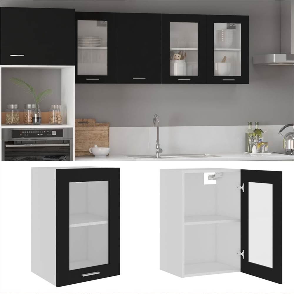 

Hanging Glass Cabinet Black 40x31x60 cm Chipboard