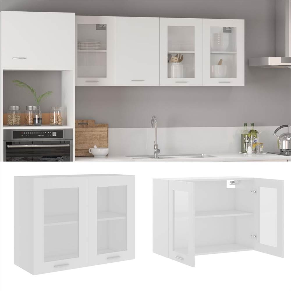 Hanging Glass Cabinet White 80x31x60 cm Chipboard
