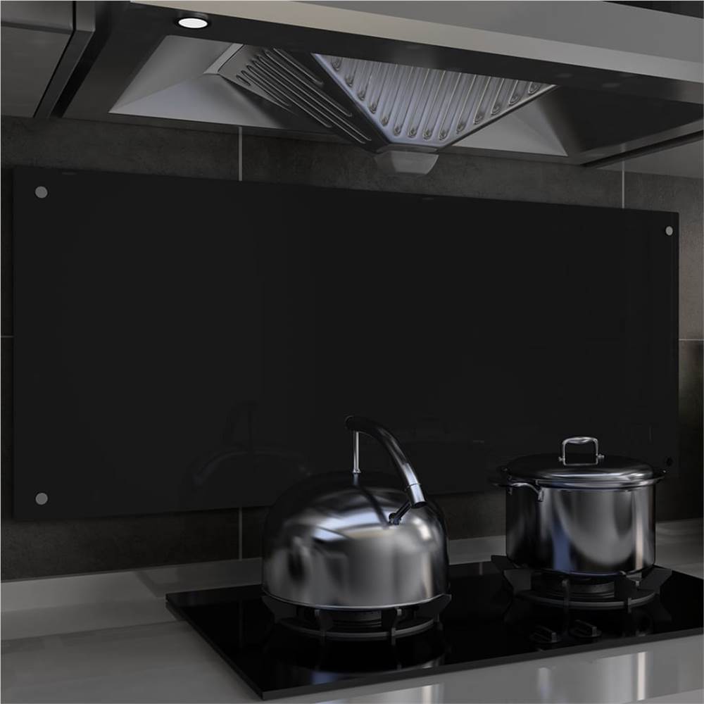 Kitchen Backsplash Black 120x50 cm Tempered Glass