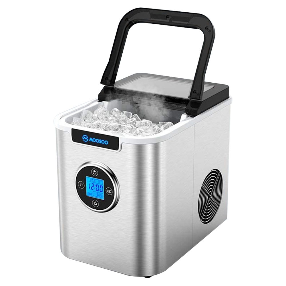 MOOSOO MI10 Stainless Steel Benchtop Ice Maker 26lbs / 24H Silver