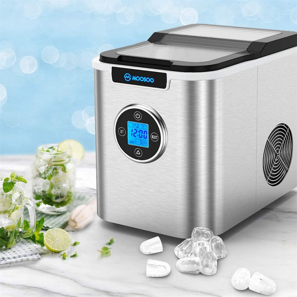 MOOSOO MI10 Edelstahl Tisch Eismaschine 26lbs / 24H Silber