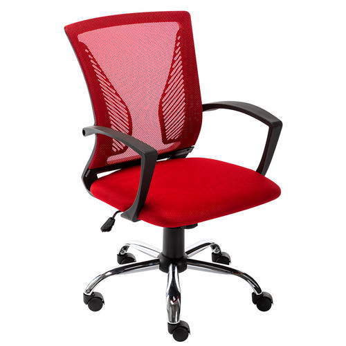 

Home Office Mesh Swivel Chair Adjustable Height with Armrests and Ergonomics Backrest - Red