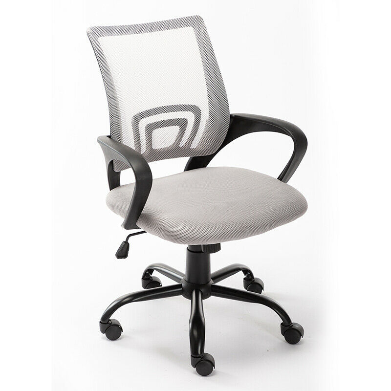 

Home Office Mesh Swivel Chair Adjustable Height with Armrests and Ergonomics Backrest - White