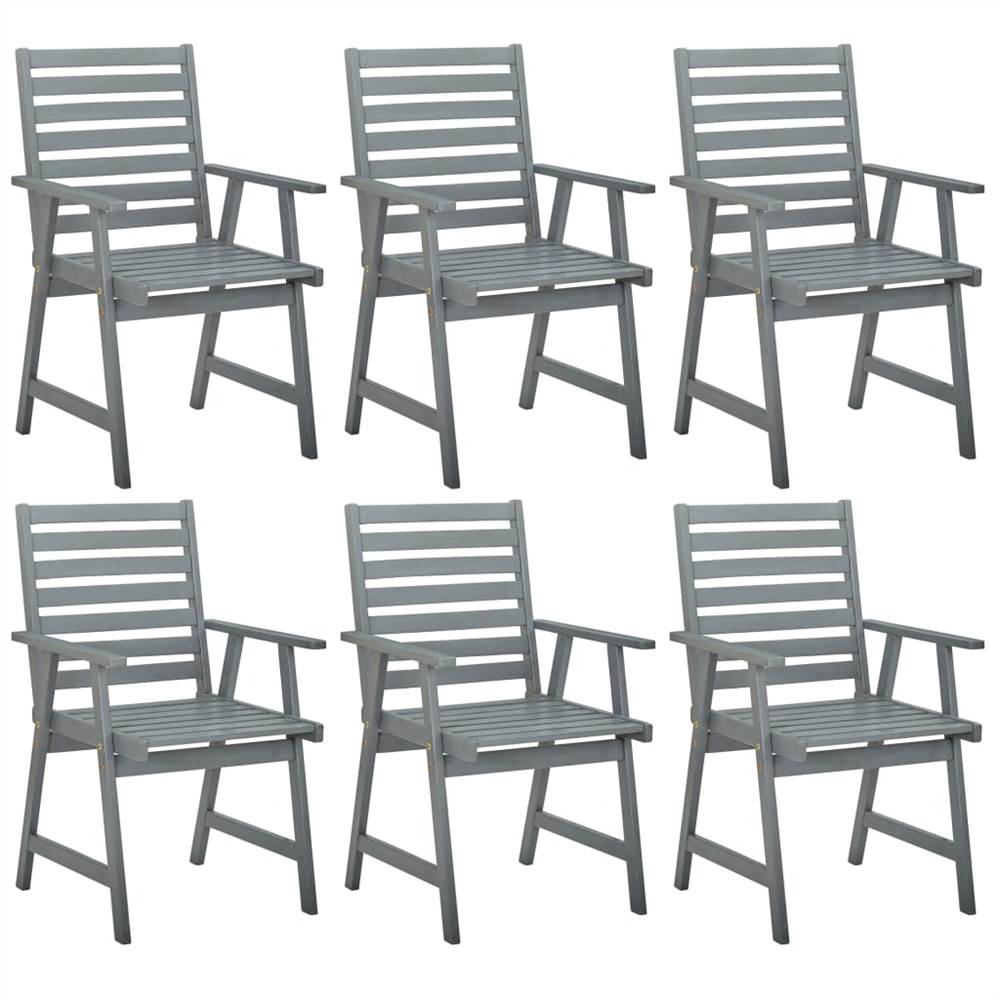 

Outdoor Dining Chairs 6 pcs Grey Solid Acacia Wood