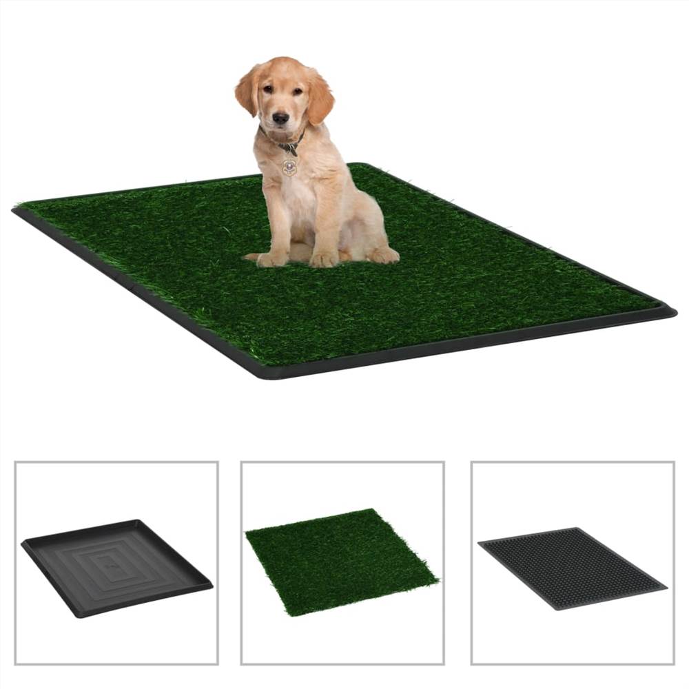 Pet Toilet with Tray &amp; Faux Turf Green 64x51x3 cm WC