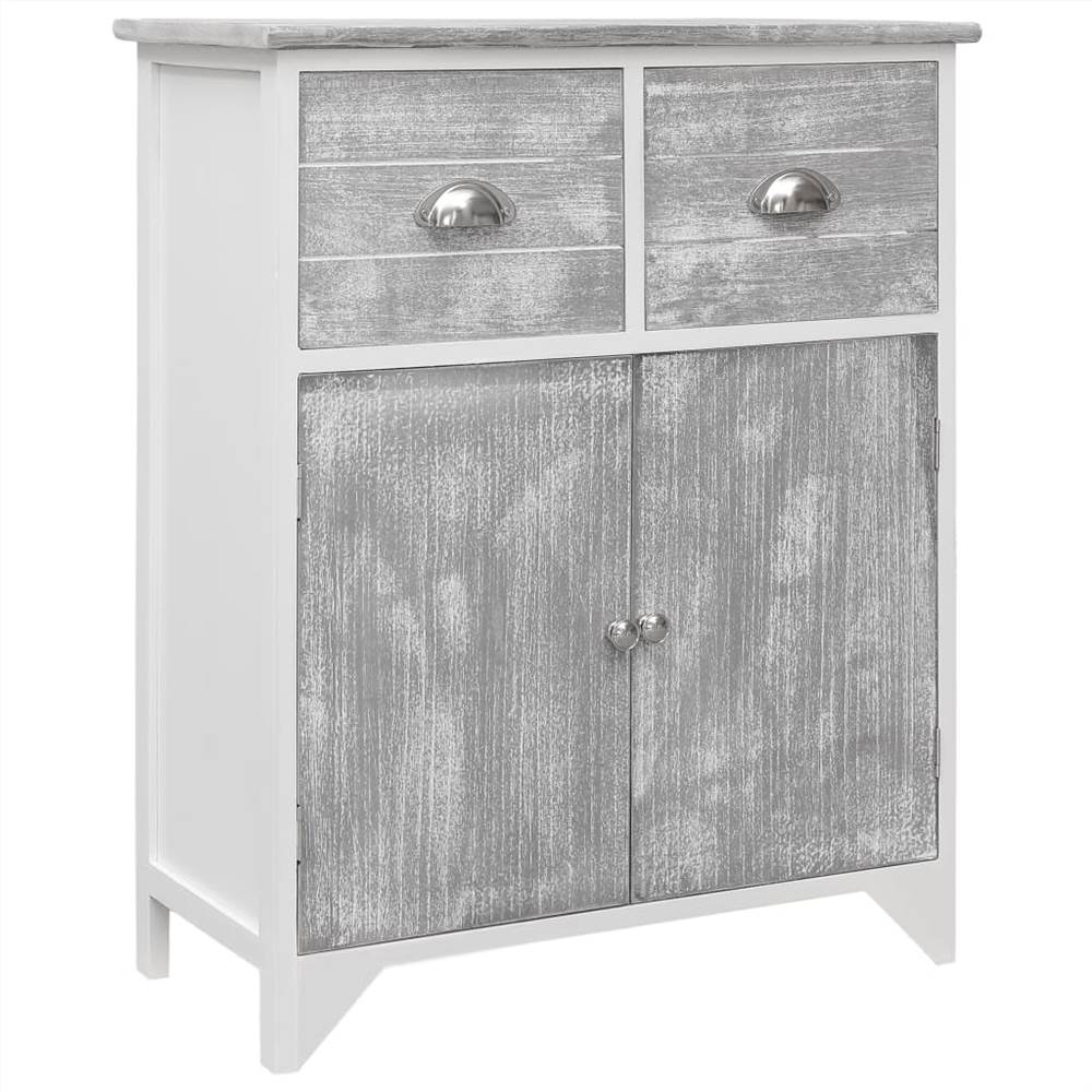 

Side Cabinet Grey and White 60x30x75 cm Paulownia Wood