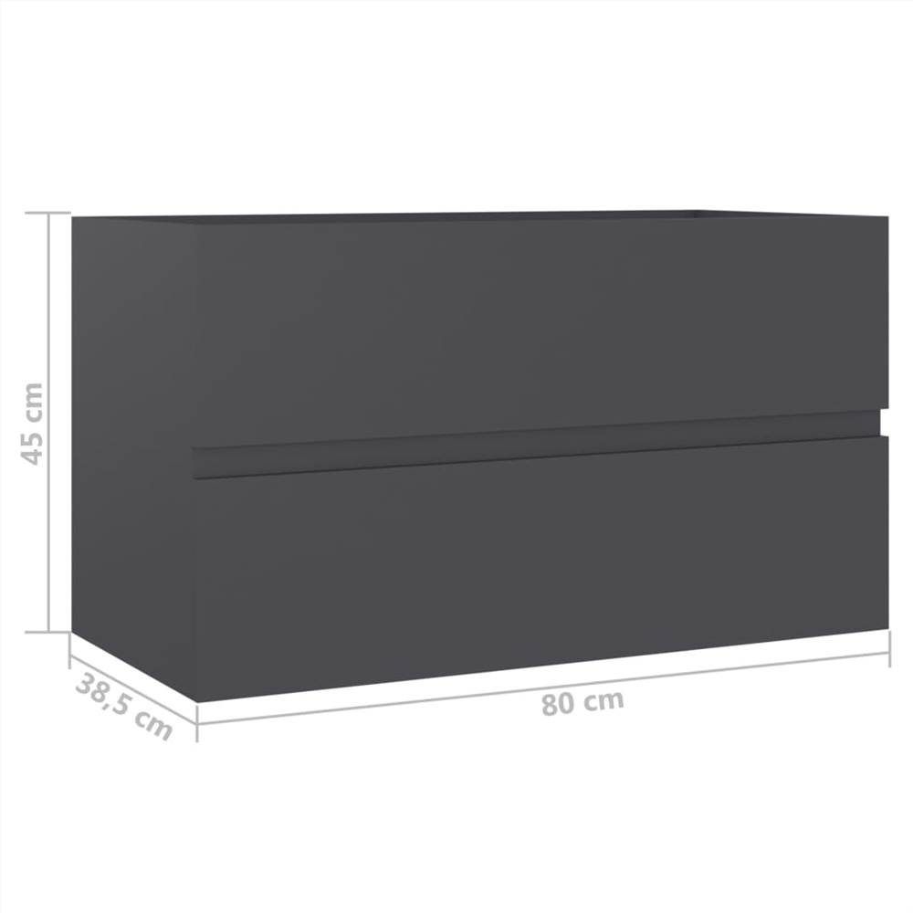 Sink Cabinet Grey 80x38.5x45 cm Chipboard