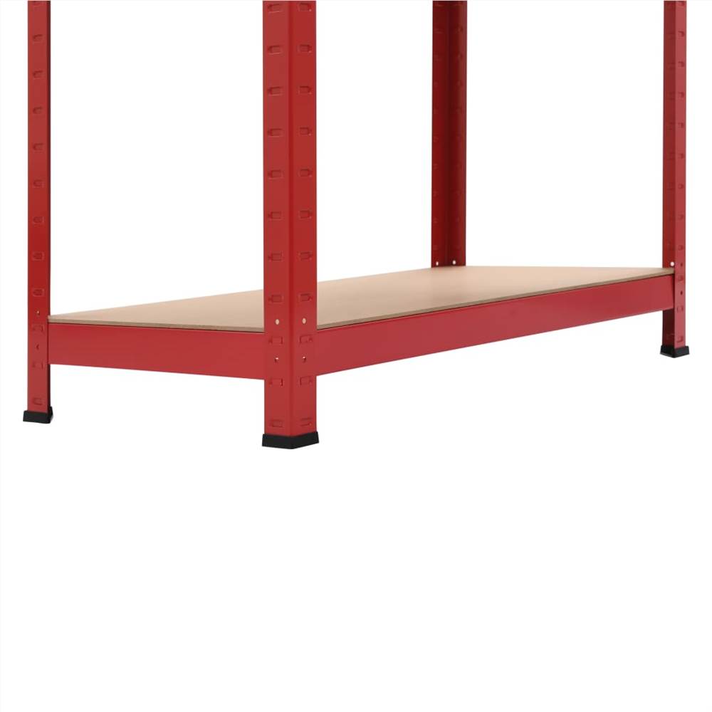 Storage Shelves 2 pcs Red 80x40x160 cm Steel and MDF