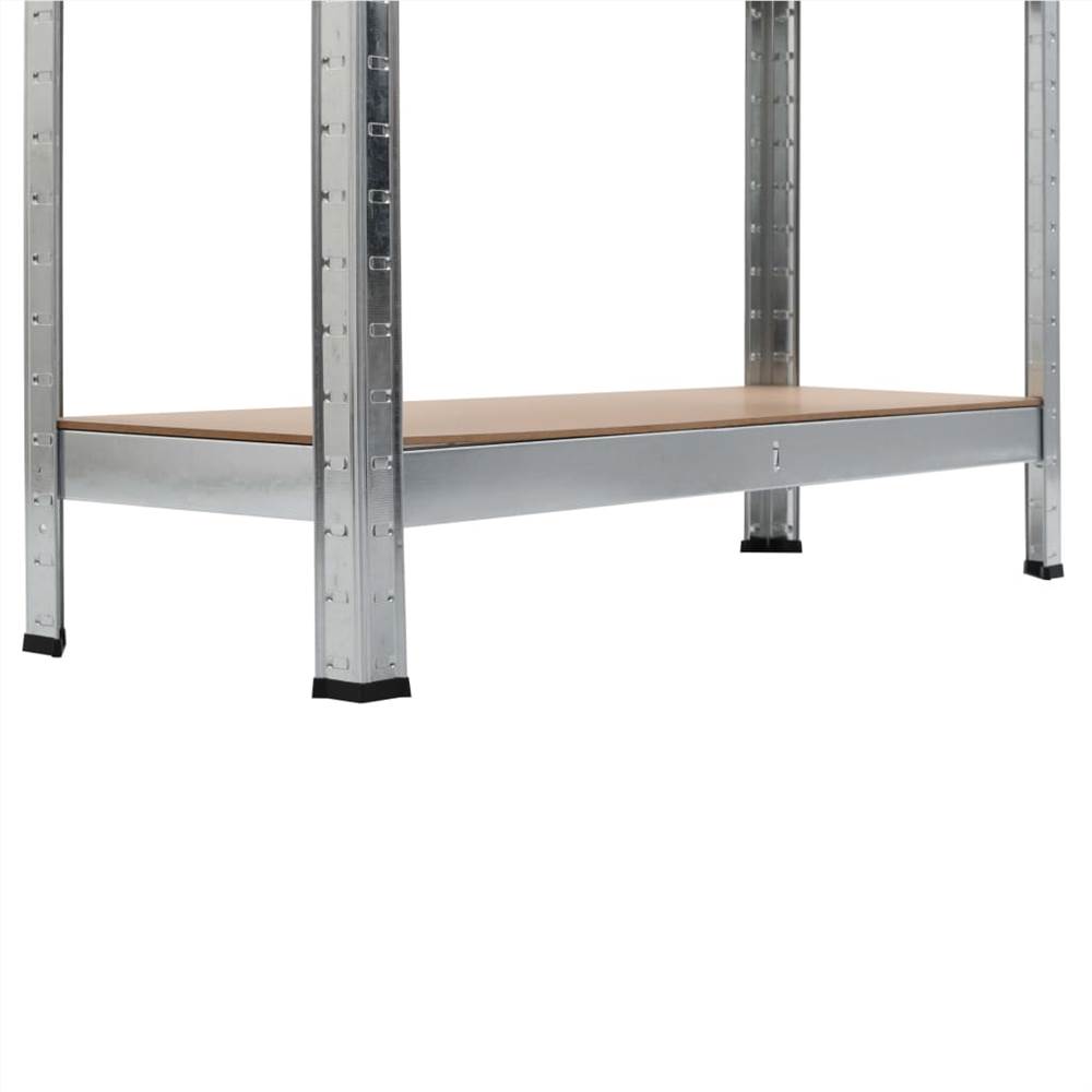 Storage Shelves 2 pcs Silver 90x30x180 cm Steel and MDF