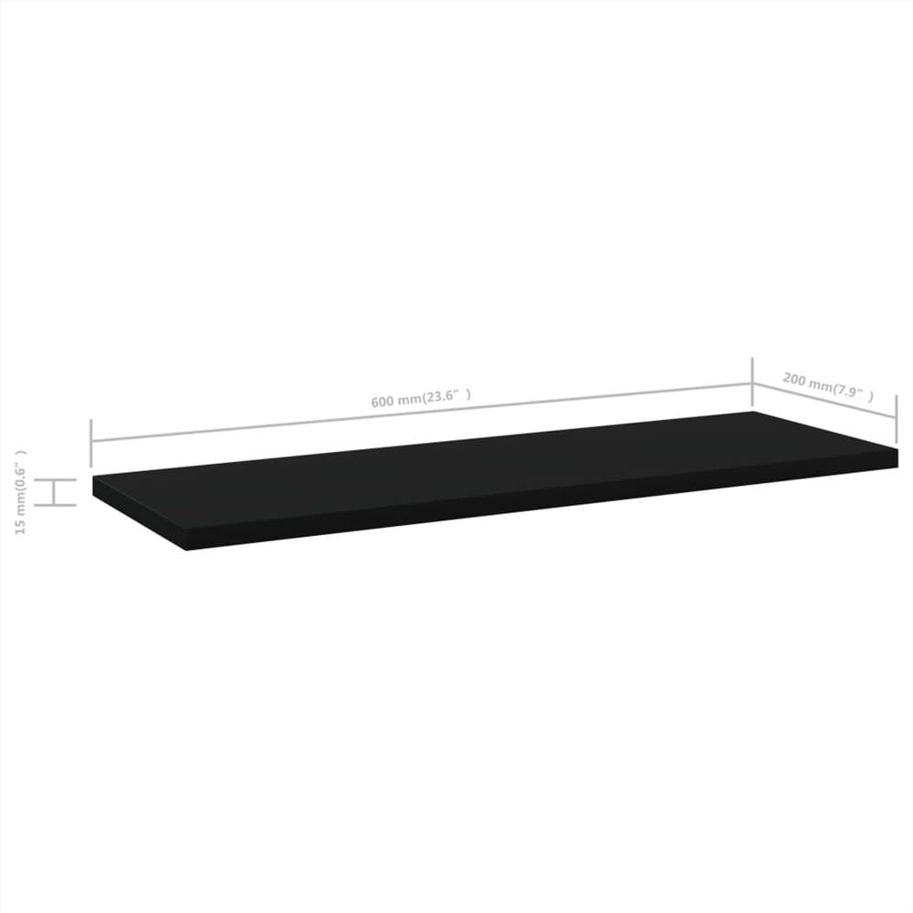 Bookshelf Boards 4 pcs Black 60x20x1.5 cm Chipboard