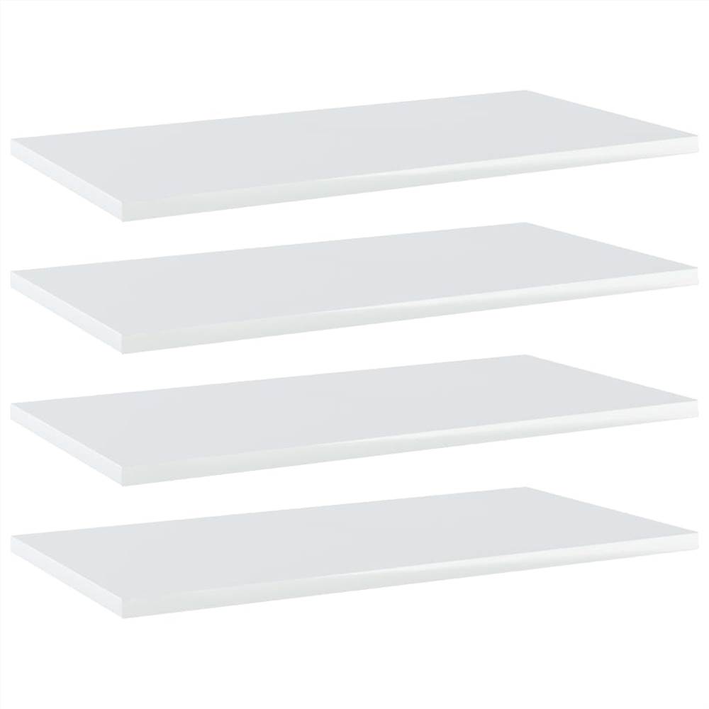 Bookshelf Boards 4 pcs High Gloss White 60x30x1.5 cm Chipboard