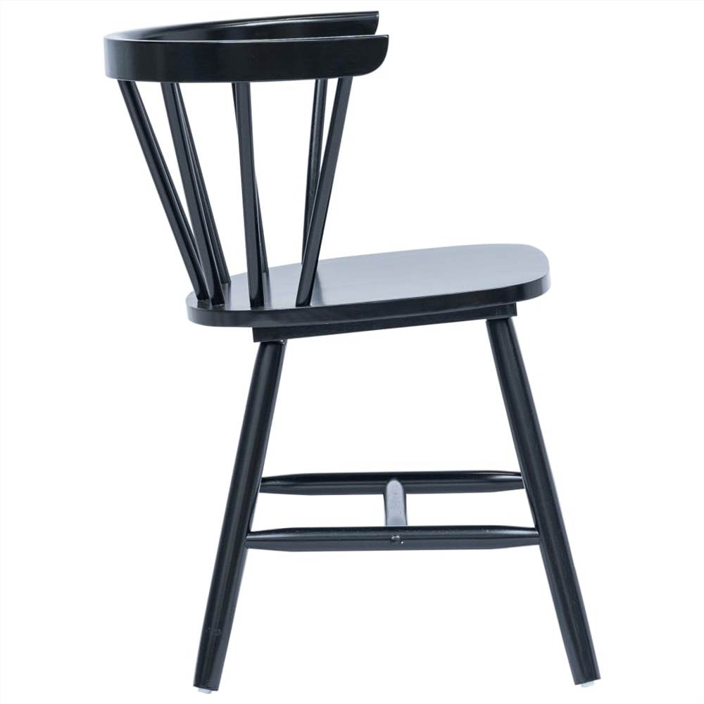 Dining Chairs 6 pcs Black Solid Rubber Wood