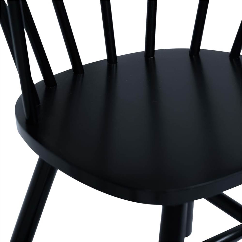 Dining Chairs 6 pcs Black Solid Rubber Wood