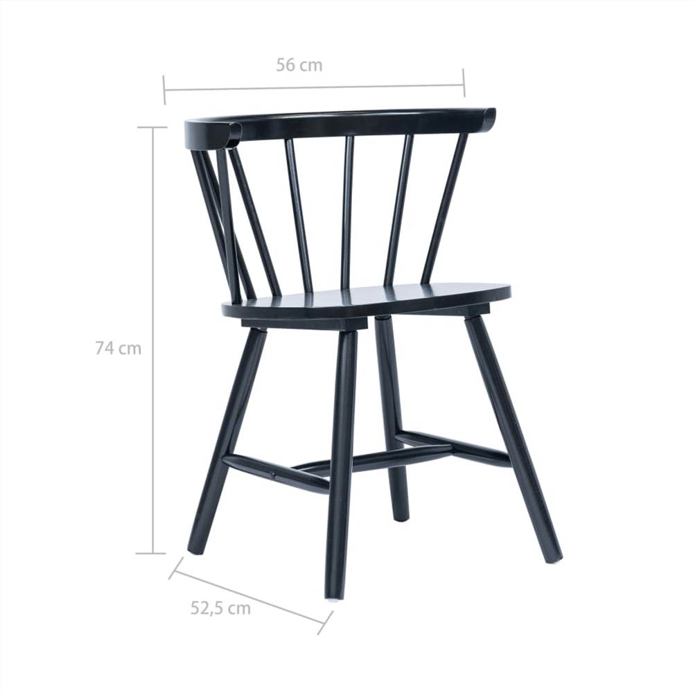 Dining Chairs 6 pcs Black Solid Rubber Wood