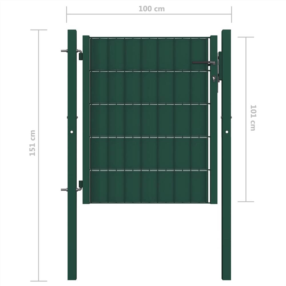 Fence Gate Steel 100x101 cm Green