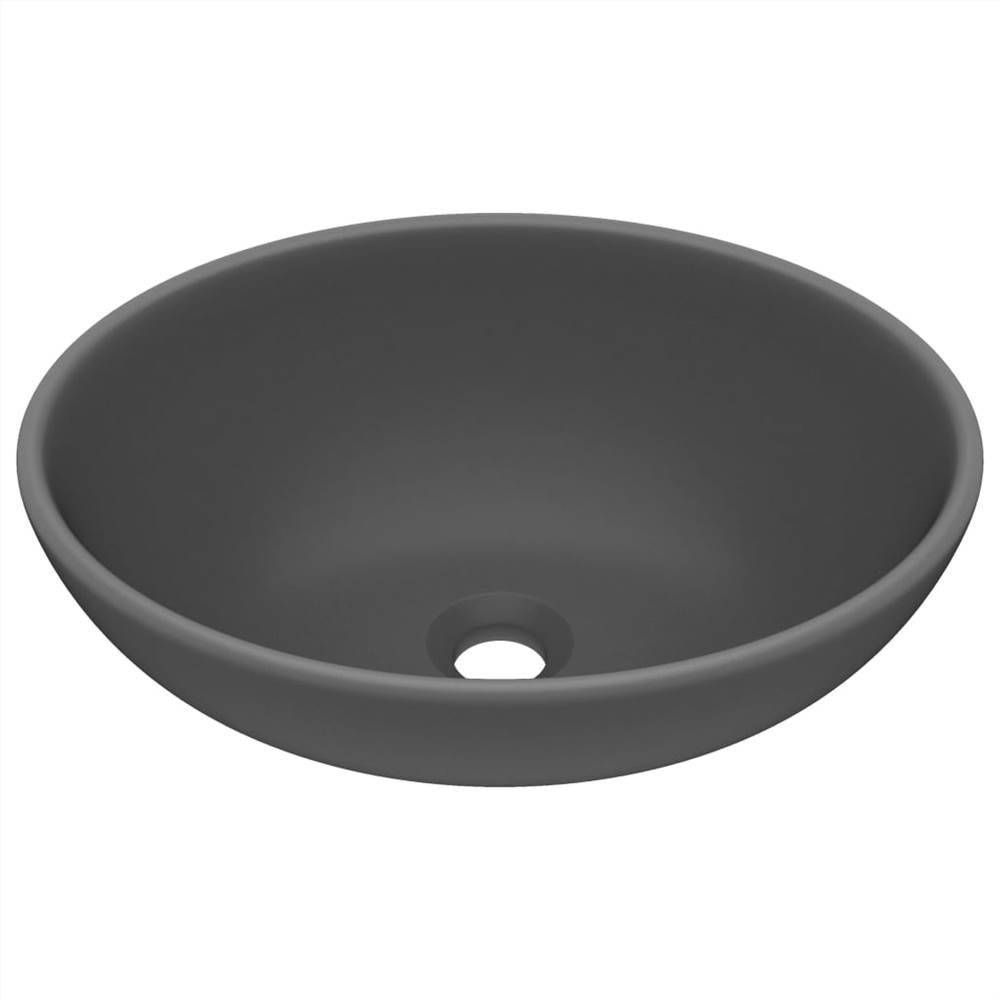 Luxury Basin Oval-shaped Matt Dark Grey 40x33 cm Ceramic