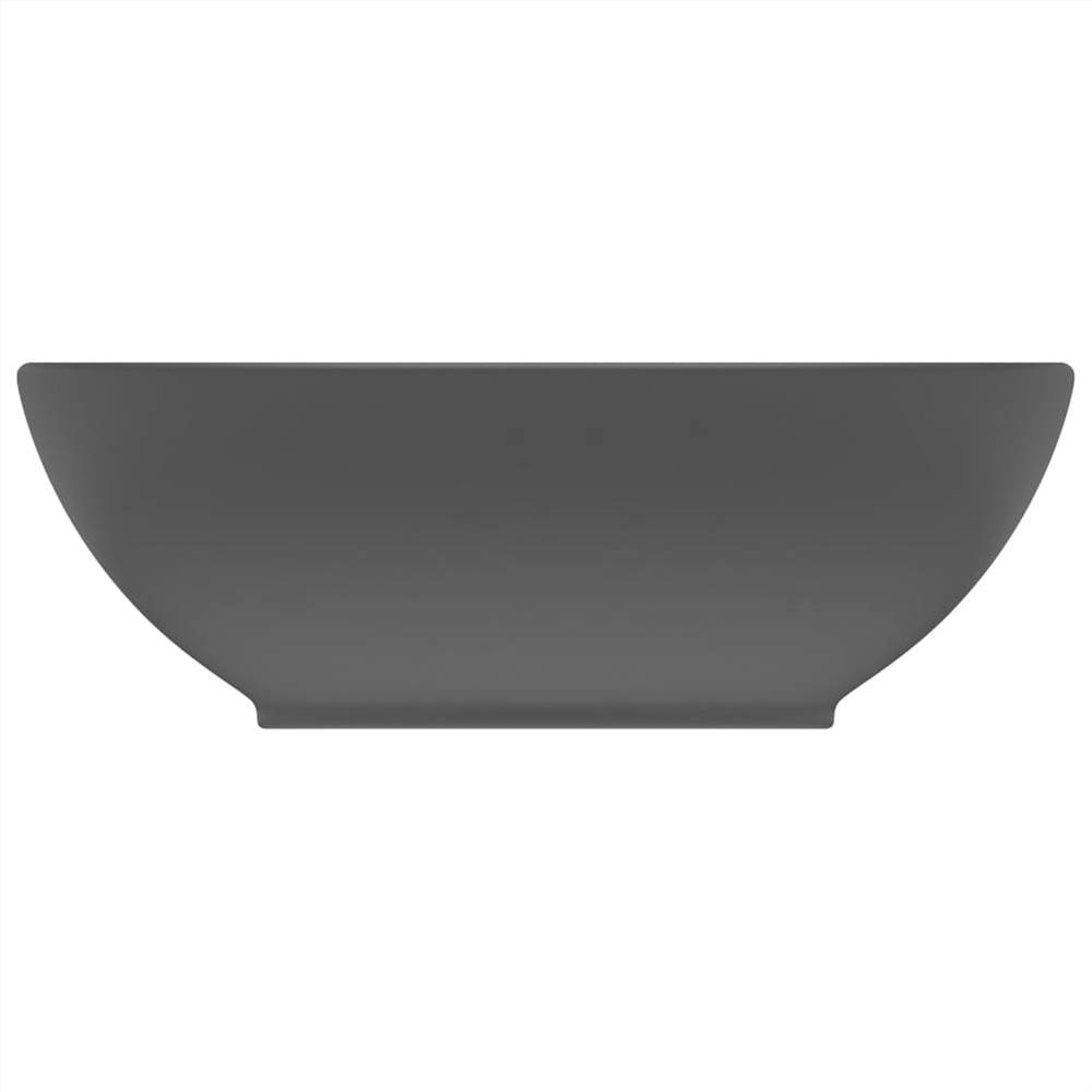 Luxury Basin Oval-shaped Matt Dark Grey 40x33 cm Ceramic