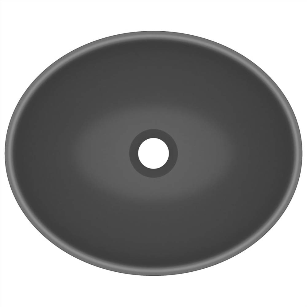 Luxury Basin Oval-shaped Matt Dark Grey 40x33 cm Ceramic