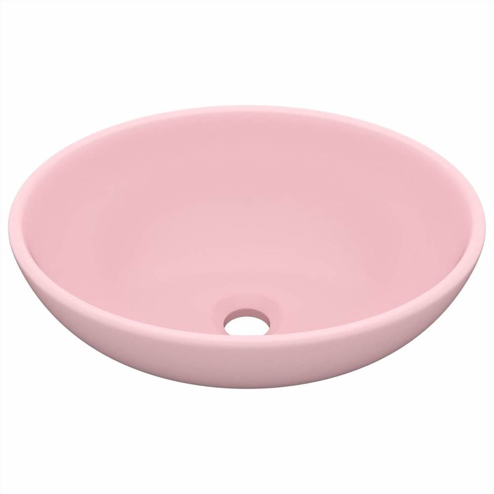 Luxury Basin Oval-shaped Matt Pink 40x33 cm Ceramic