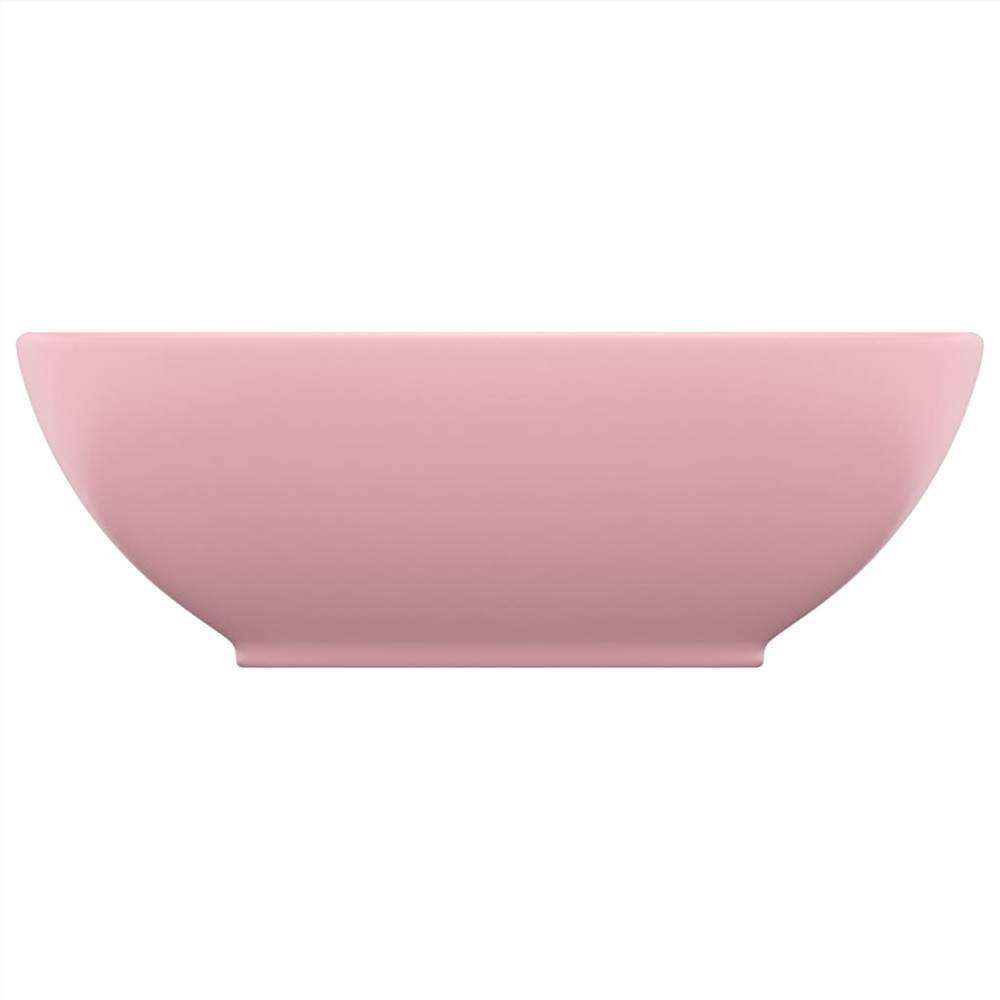 Luxury Basin Oval-shaped Matt Pink 40x33 cm Ceramic