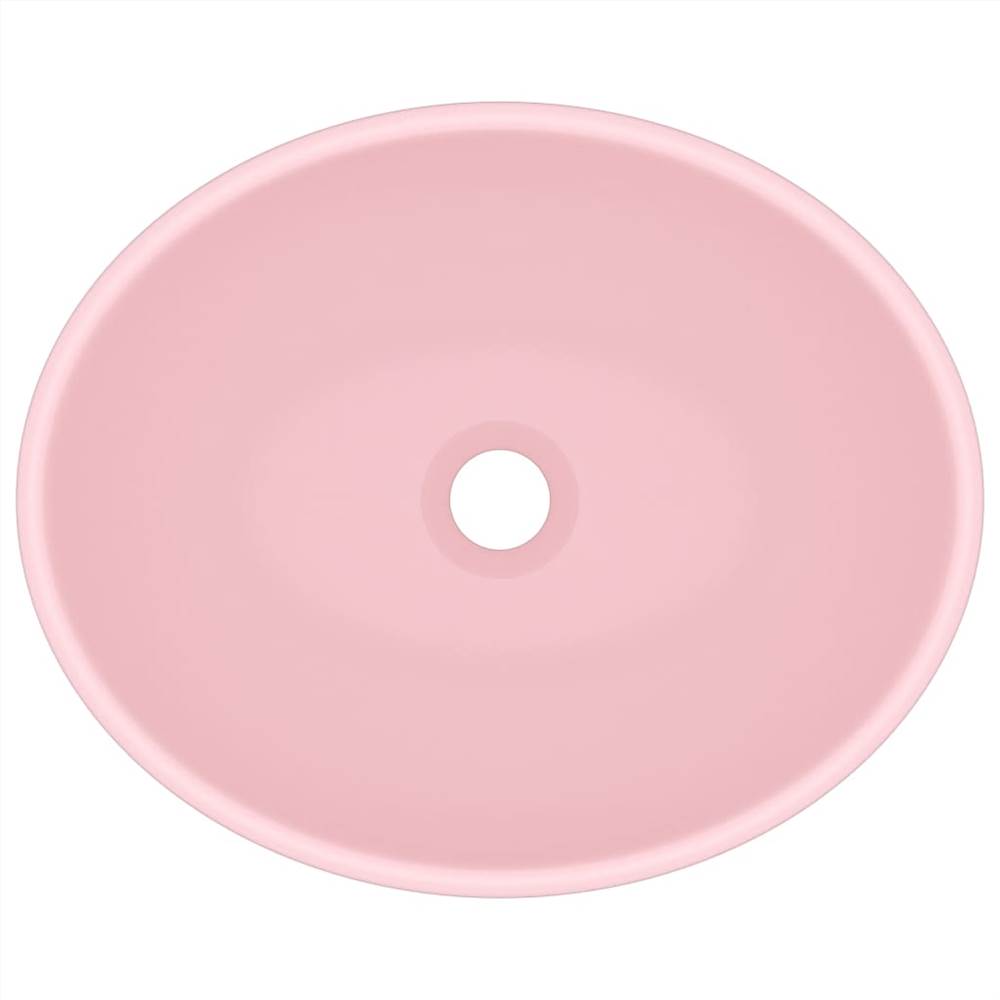 Luxury Basin Oval-shaped Matt Pink 40x33 cm Ceramic