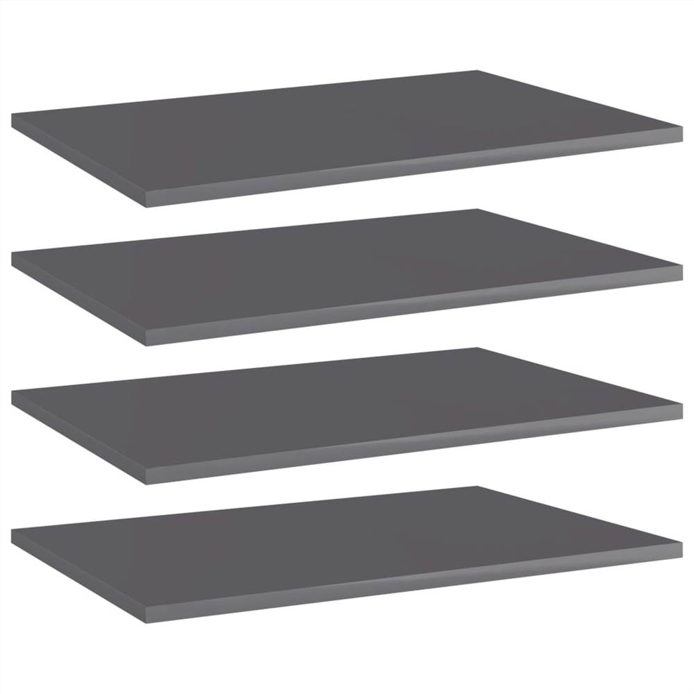 

Bookshelf Boards 4 pcs High Gloss Grey 60x40x1.5 cm Chipboard