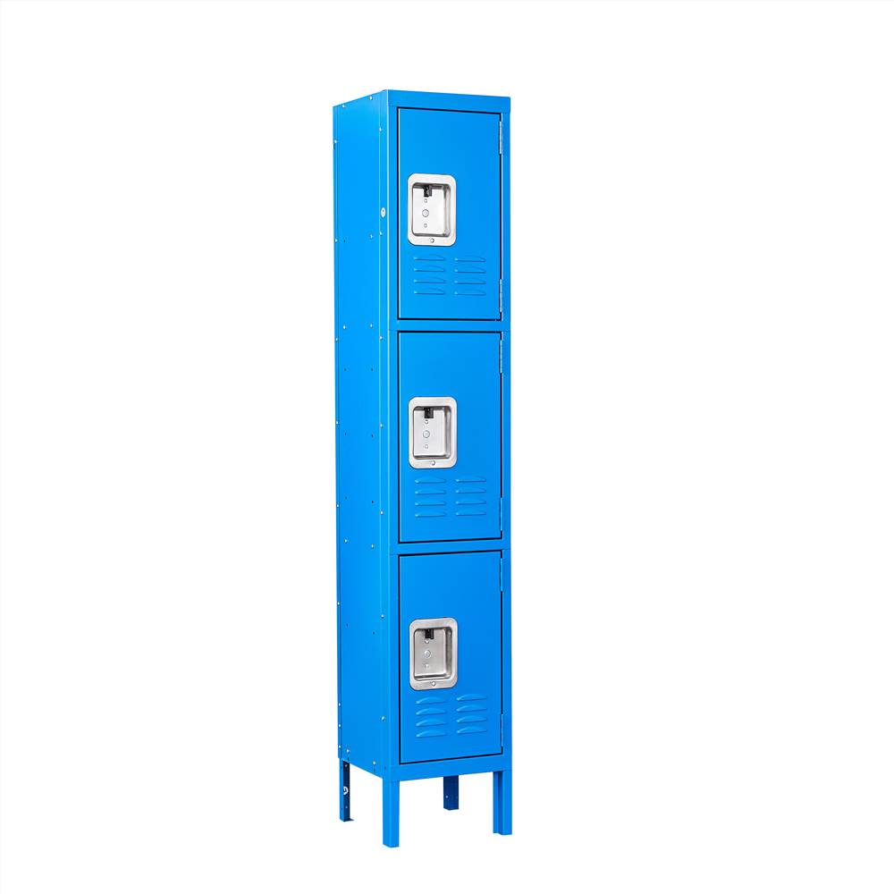 

Home Office Steel Storage Cabinet 3 Independent Doors with Locks - Blue