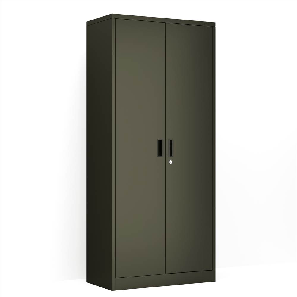 Home Office Steel Storage Cabinet Locker with 4 Adjustable Shelves and Lockable Doors, Multi-layer metal cabinet with 2 Doors,  Dark Gray