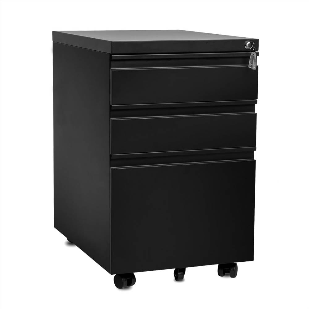 

Merax Home Office Steel Removable File Cabinet with 3 Drawers and Casters - Black