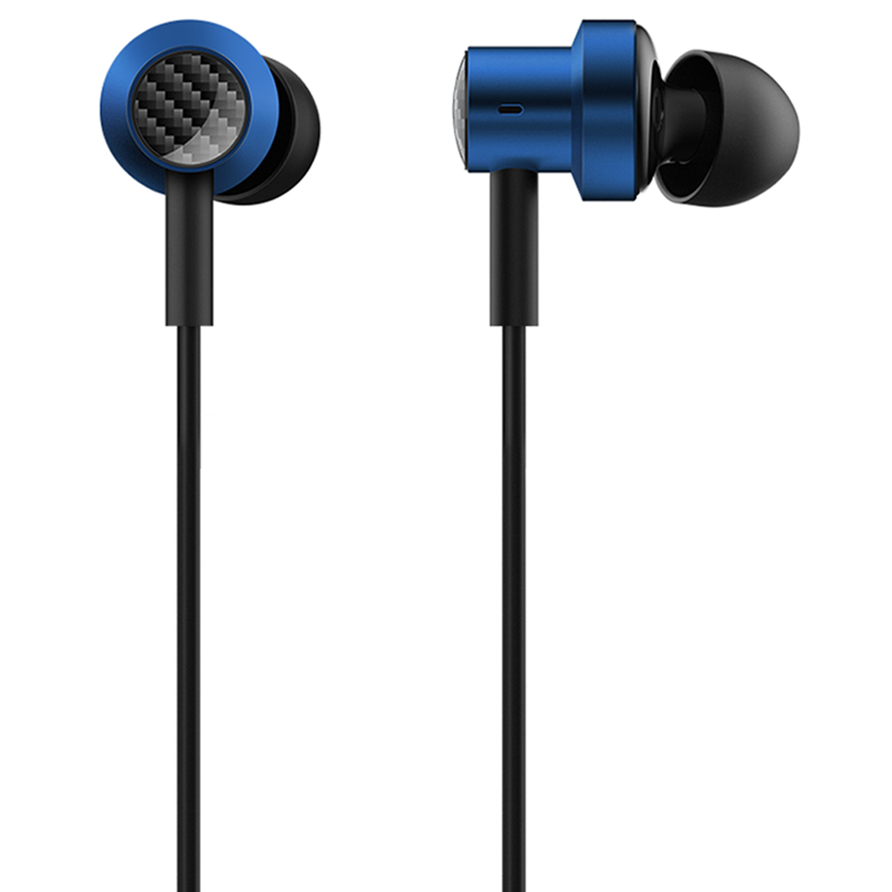 Xiaomi 3,5 mm Dual Dynamic Drivers Hörlurar HiFi Deep Bass Wired Control Magnetiska hörlurar med mikrofon - blå