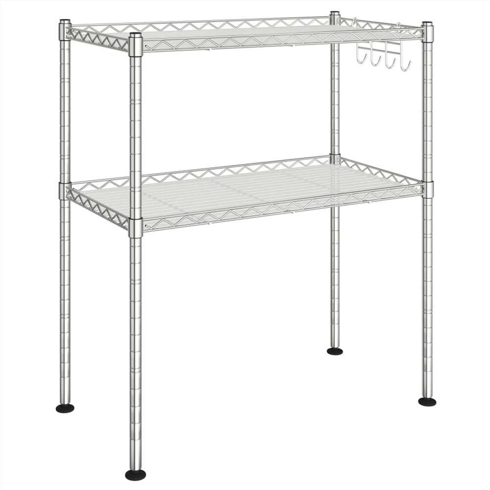 2-Tier Microwave Oven Rack 60x30x60 cm Chromed Iron