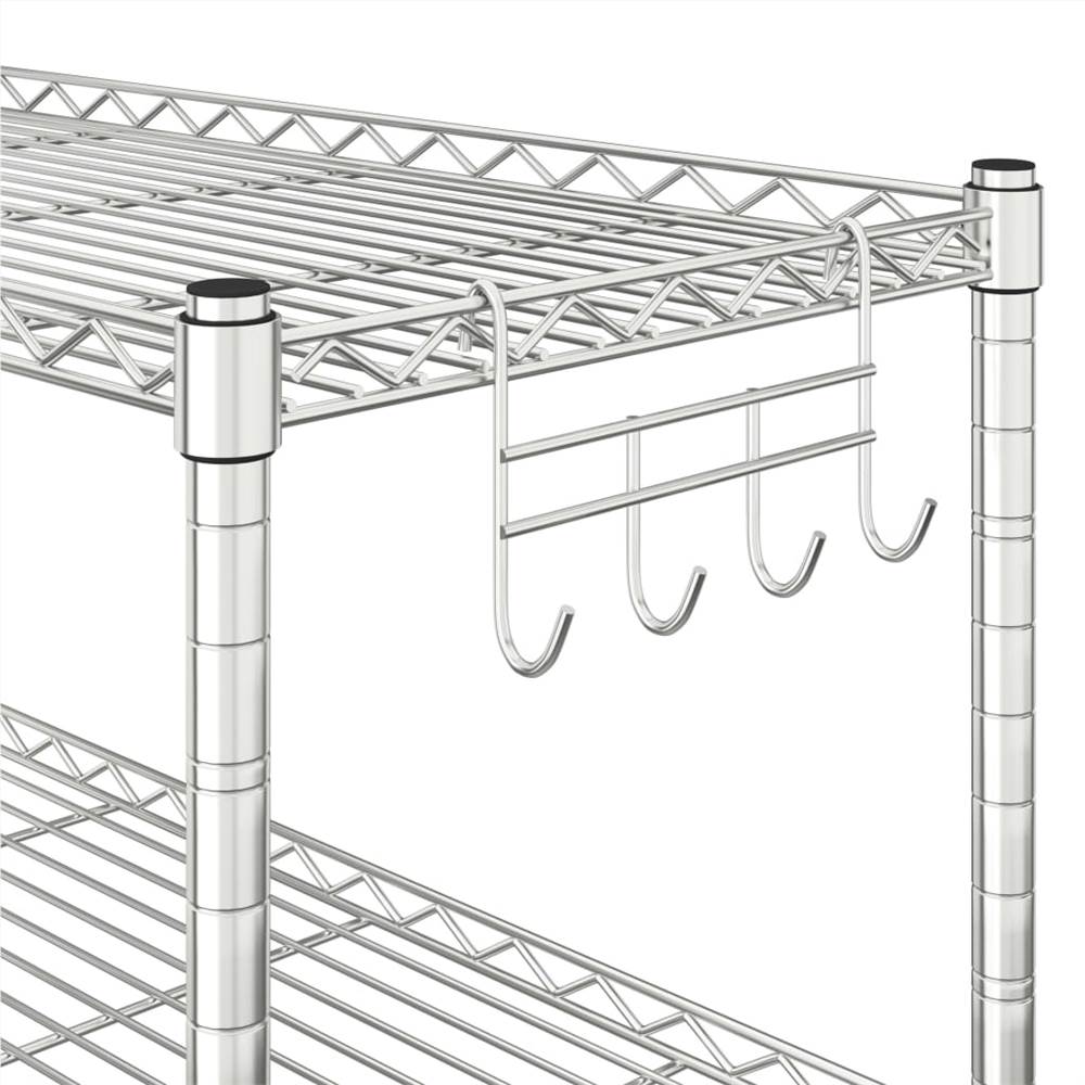 2-Tier Microwave Oven Rack 60x30x60 cm Chromed Iron