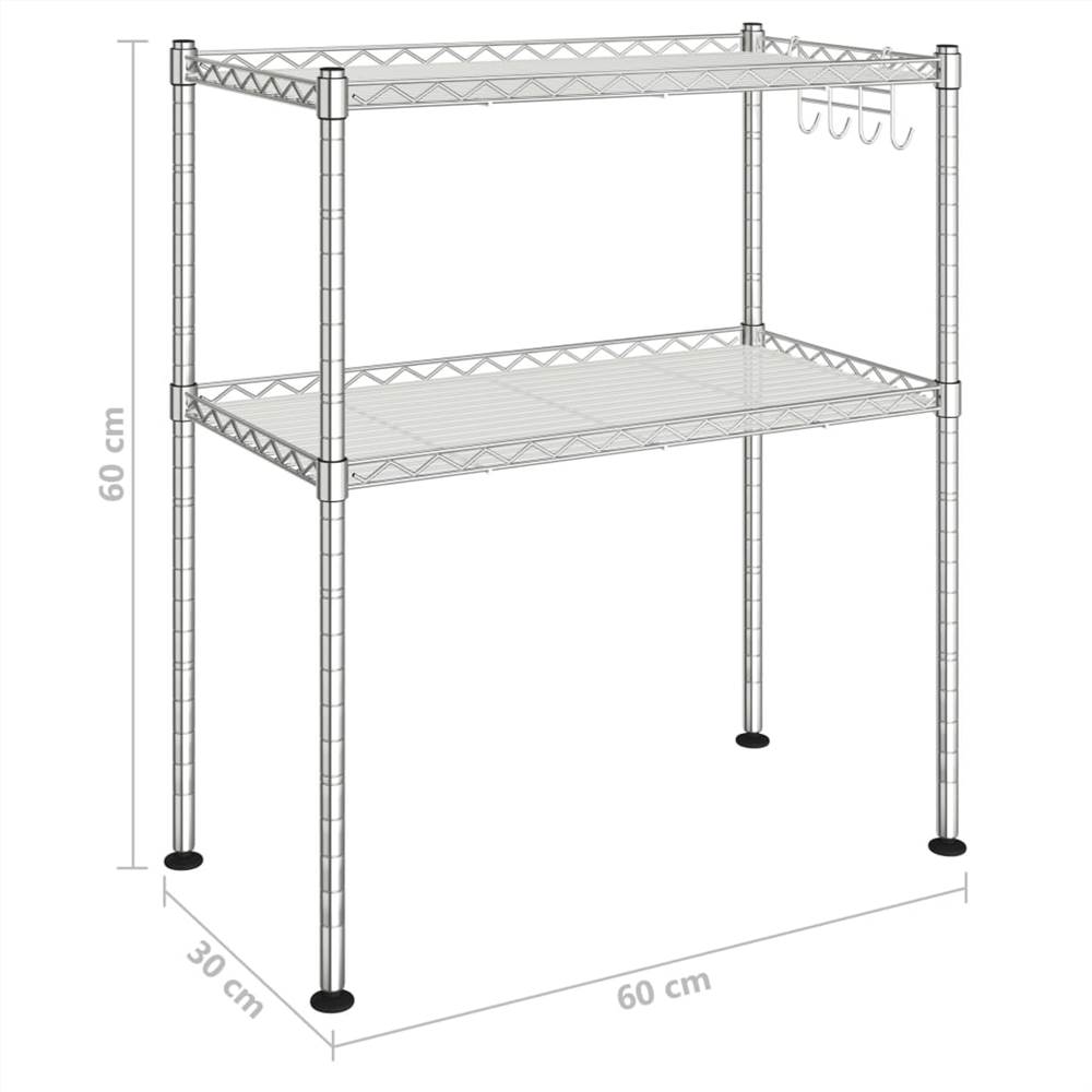 2-Tier Microwave Oven Rack 60x30x60 cm Chromed Iron