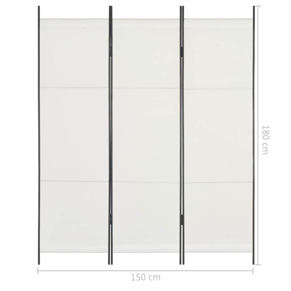 3-Panel Room Divider White 150x180 cm