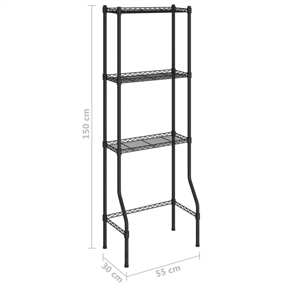 3-Tier Storage Rack over Toilet Black 55x30x150 cm Iron