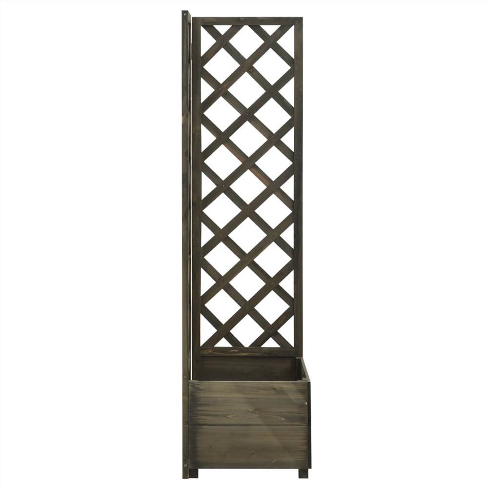 Corner Trellis Planter Grey 40x40x150 cm Solid Firwood